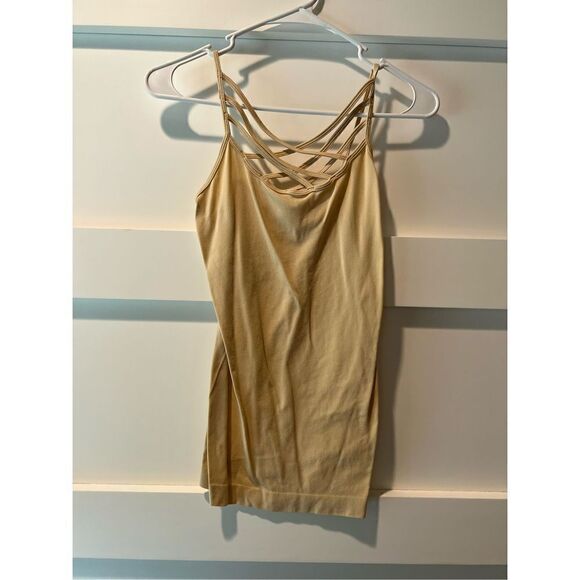 New set of Zenana black and tan cris cross strap tank tops - Picture 4 of 8